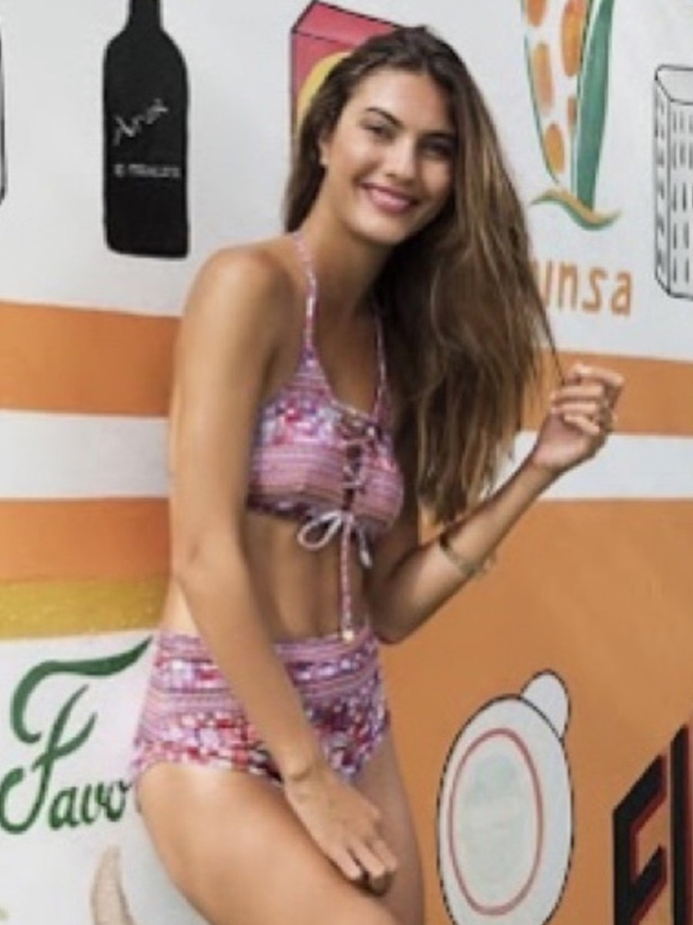 Sunseeker Australia Bikini Swim Halter Lace Up Top Cutout High Waist Bottoms